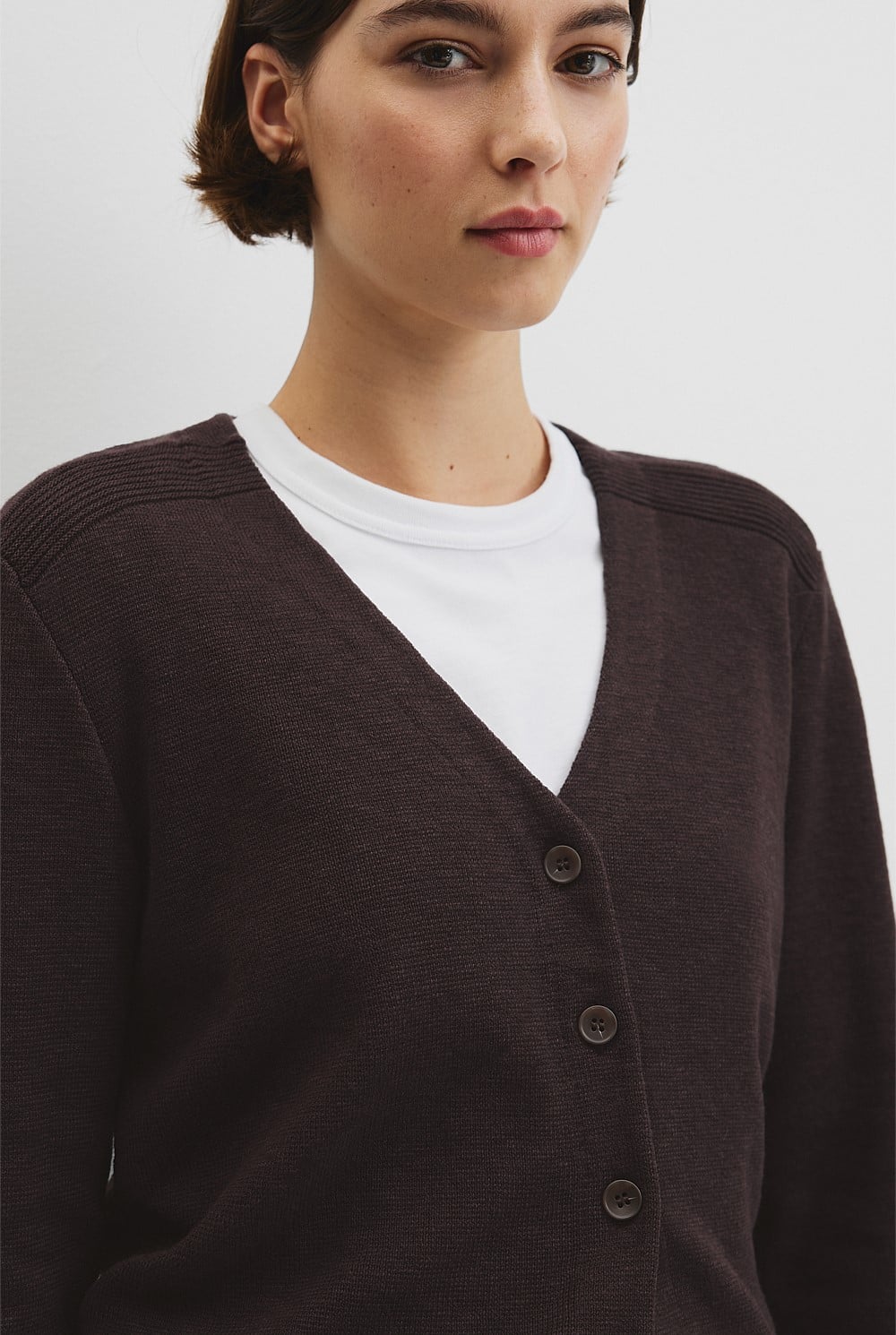 Organically Grown Cotton Linen Blend Knit Cardigan
