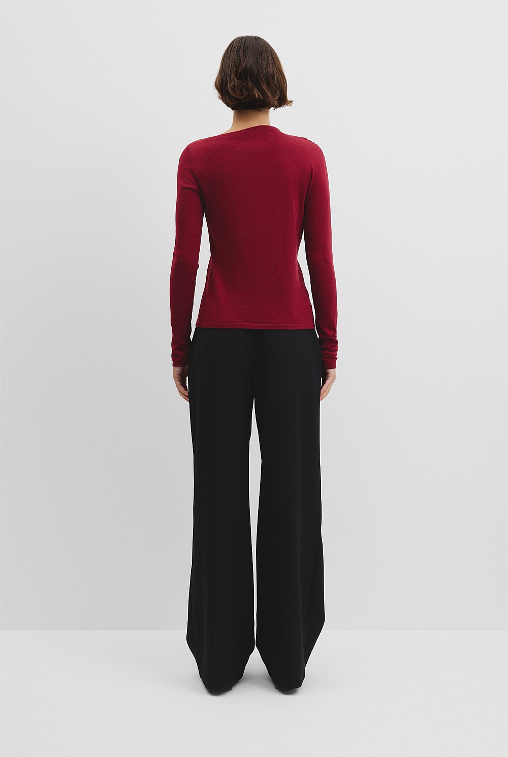 Merino Wool Blend Drape Neck Knit