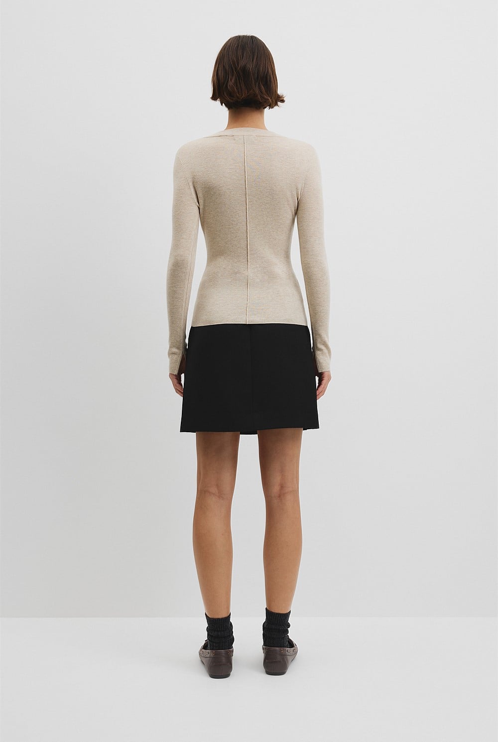 Wool Silk V-Neck Neck
