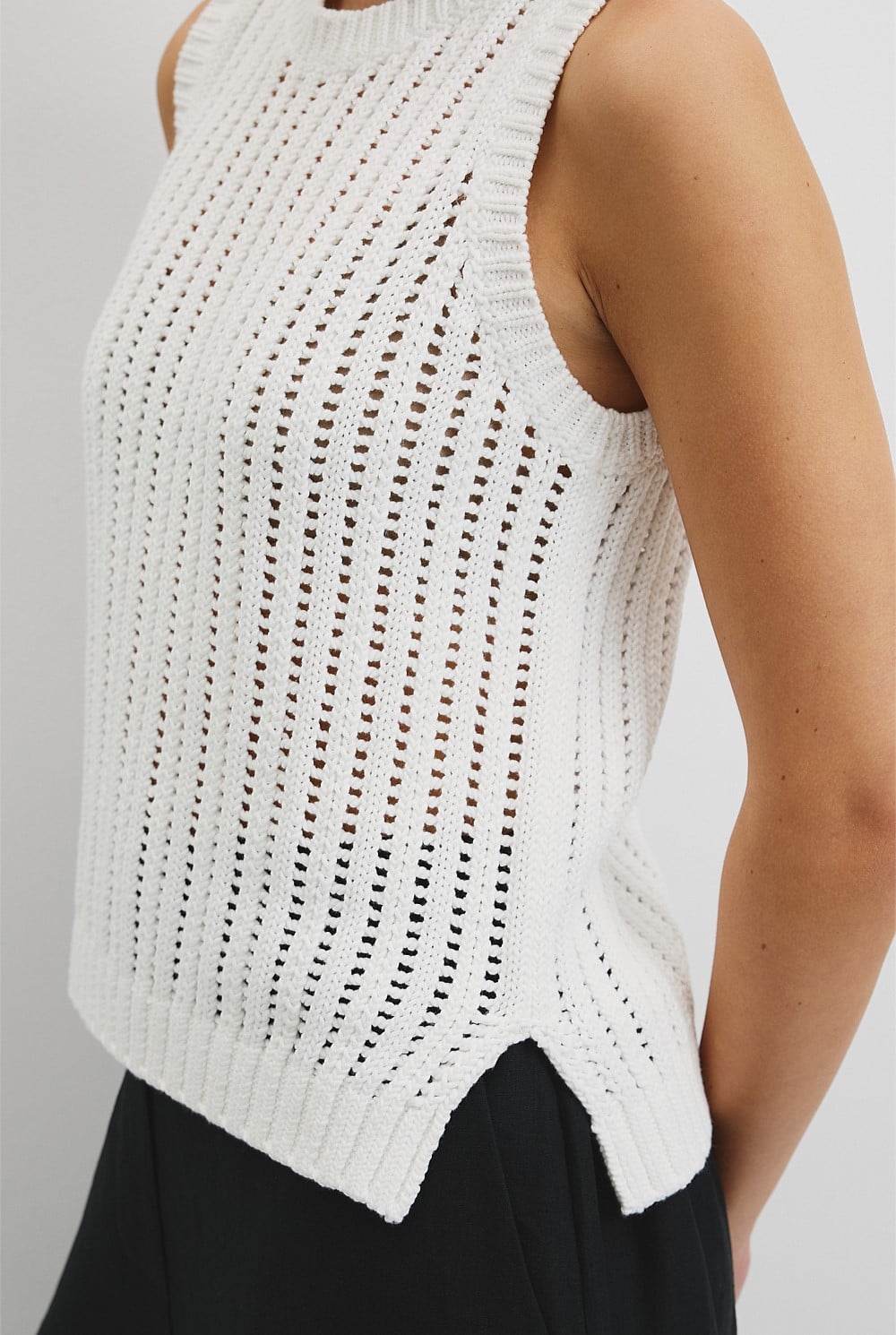 Australian Good Earth Cotton Pointelle Knit Tank