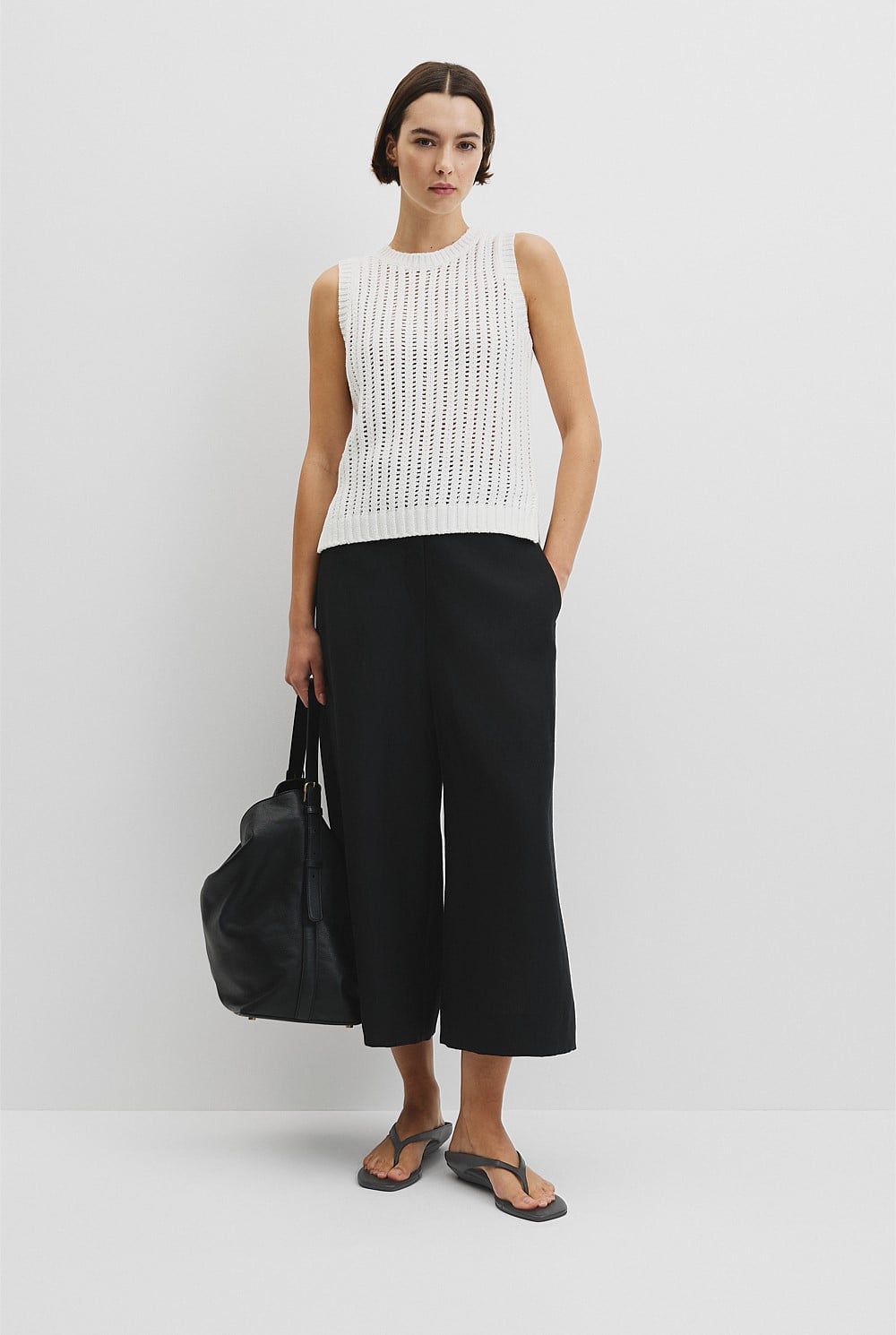 Australian Good Earth Cotton Pointelle Knit Tank