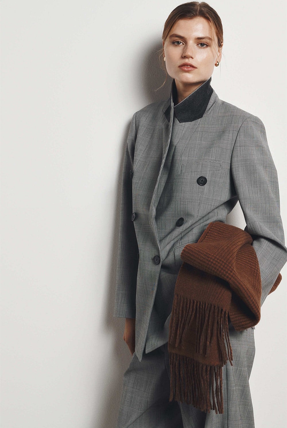 Glen Check Double Breasted Blazer
