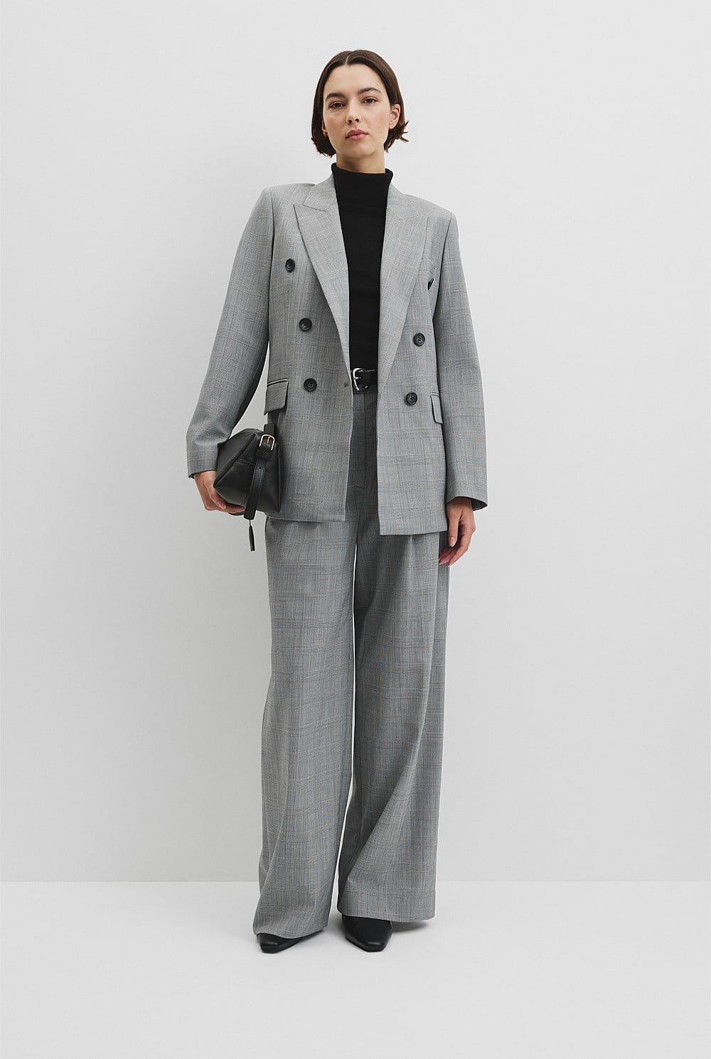 Glen Check Double Breasted Blazer