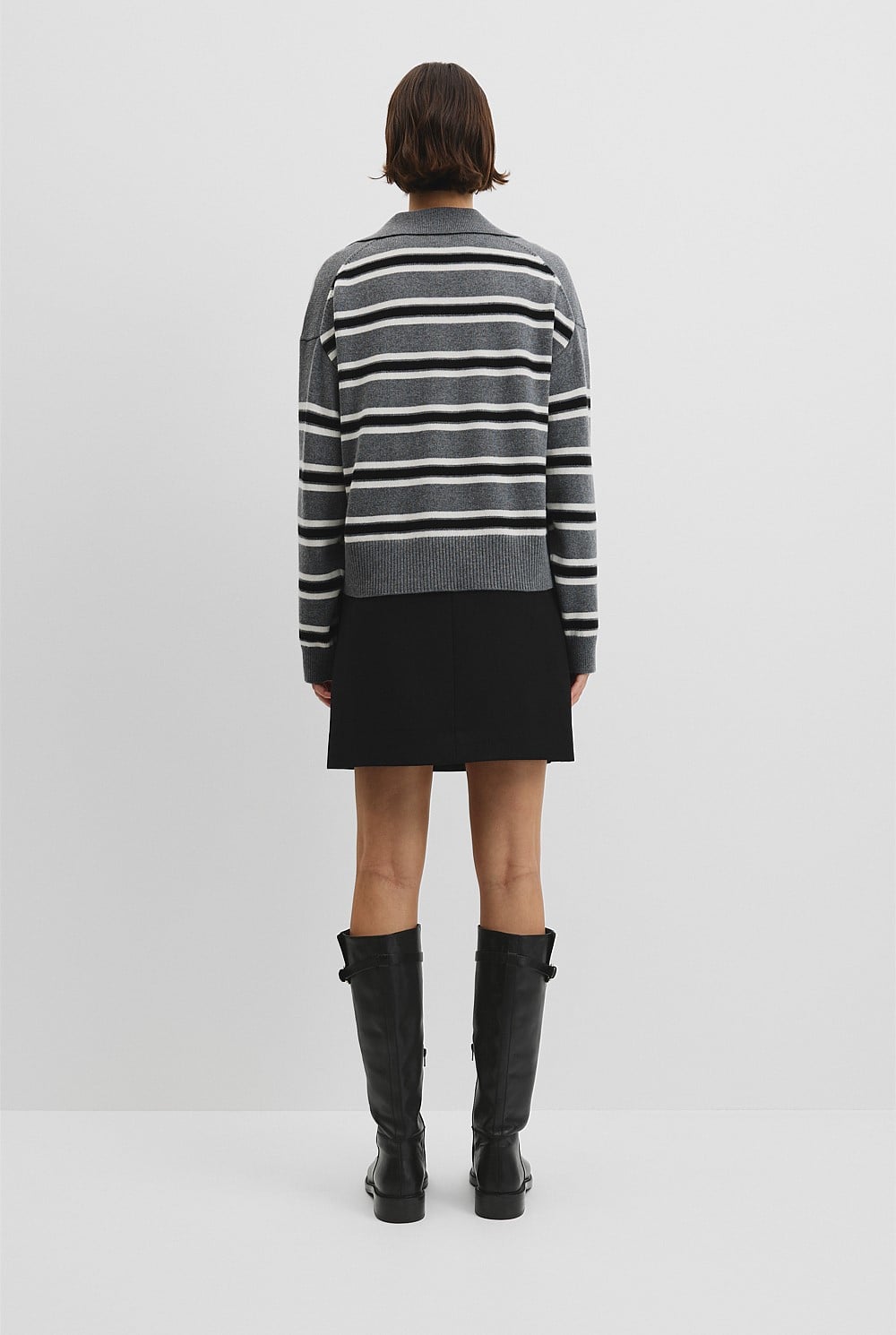 Australian Cotton Blend Stripe Knit Polo