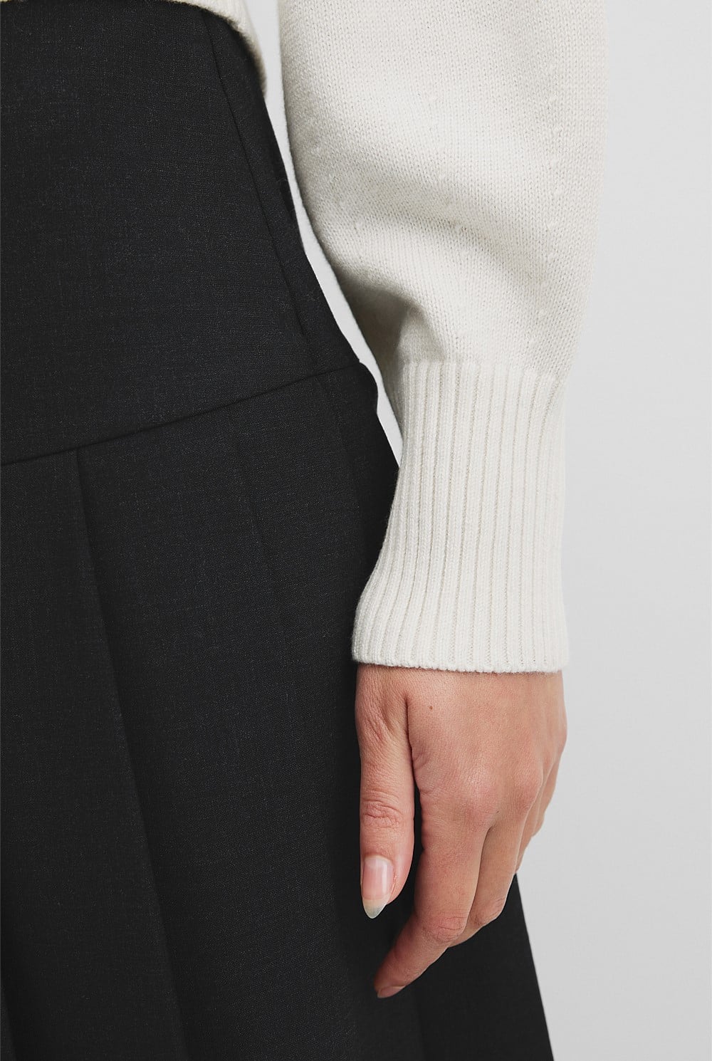 Organically Grown Cotton Blend Crop Crew Neck Knit