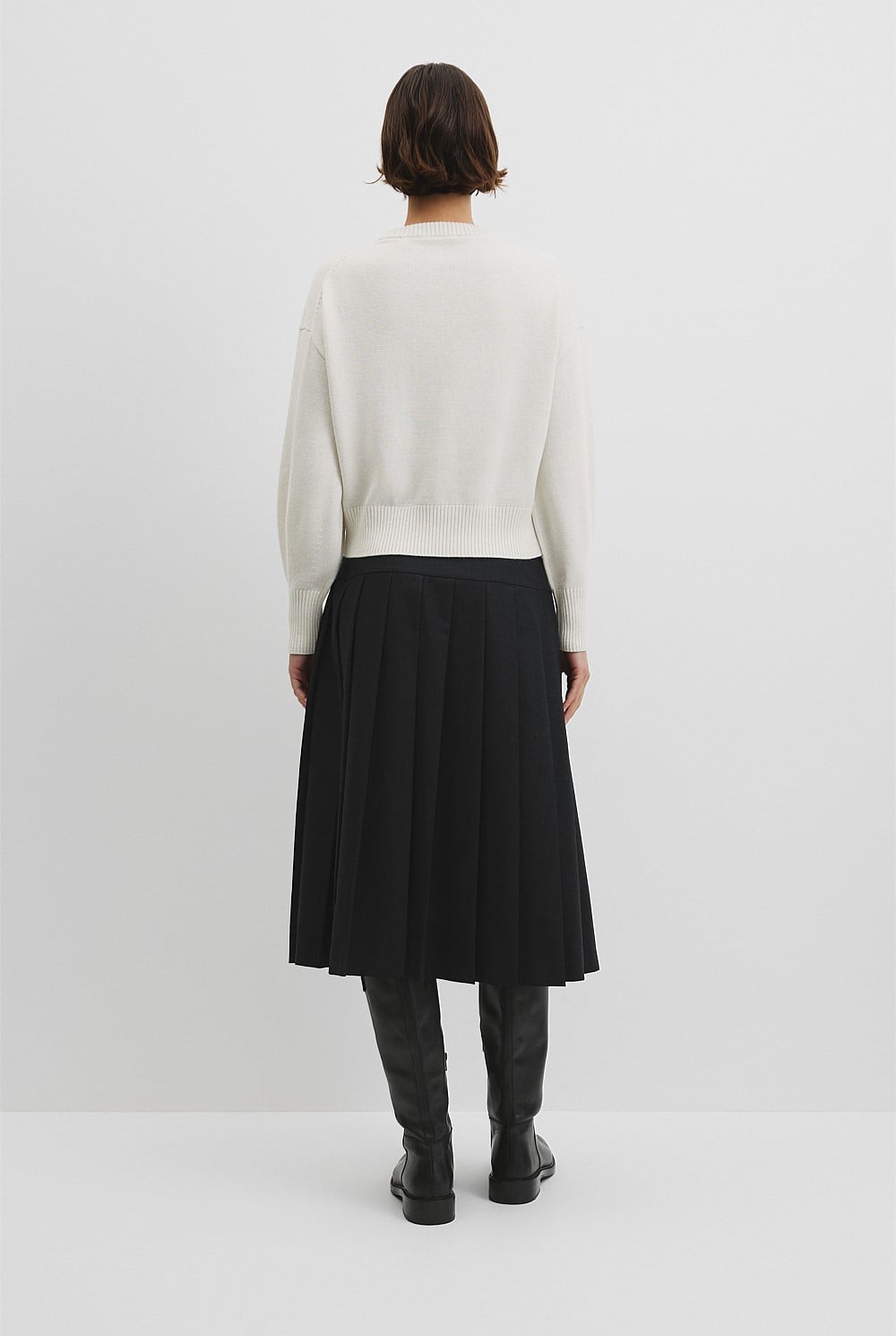 Organically Grown Cotton Blend Crop Crew Neck Knit