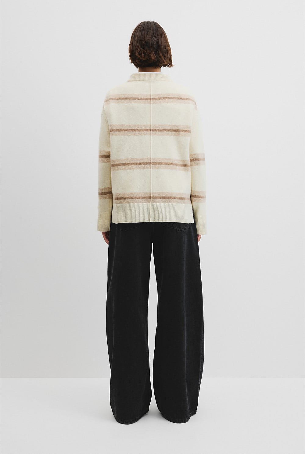 Extrafine Merino Stripe Crew Neck Knit
