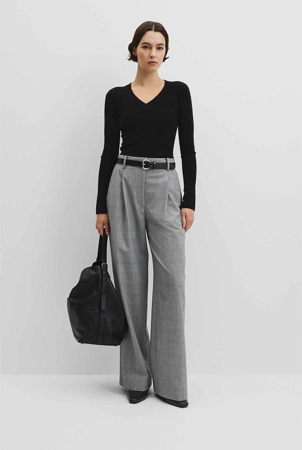 Wool Silk V-Neck Neck