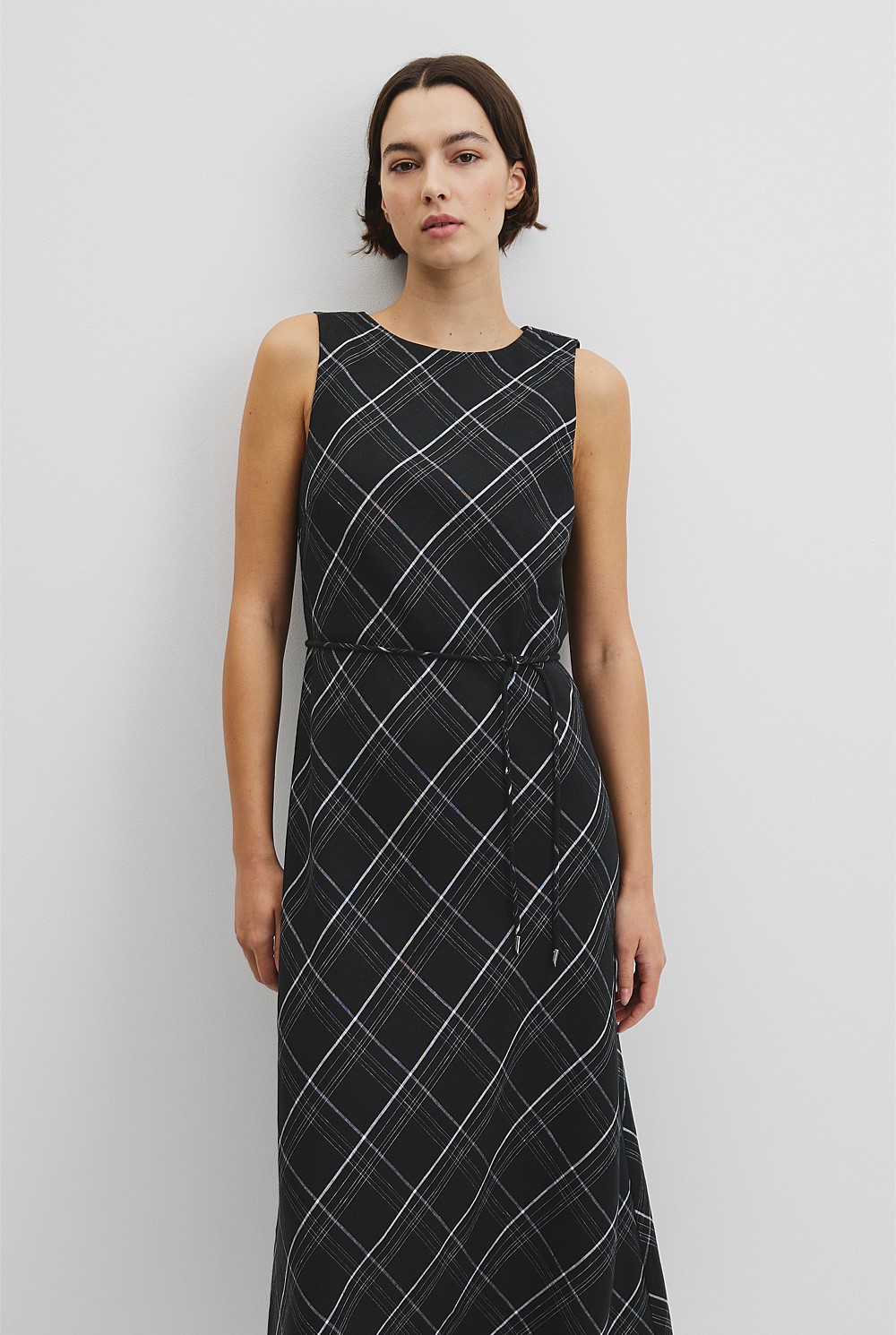 Organically Grown Linen Check Maxi Dress