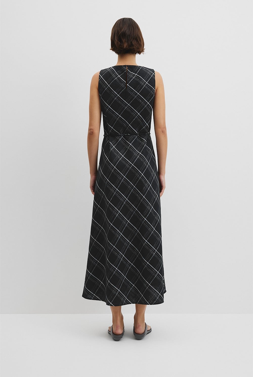 Organically Grown Linen Check Maxi Dress