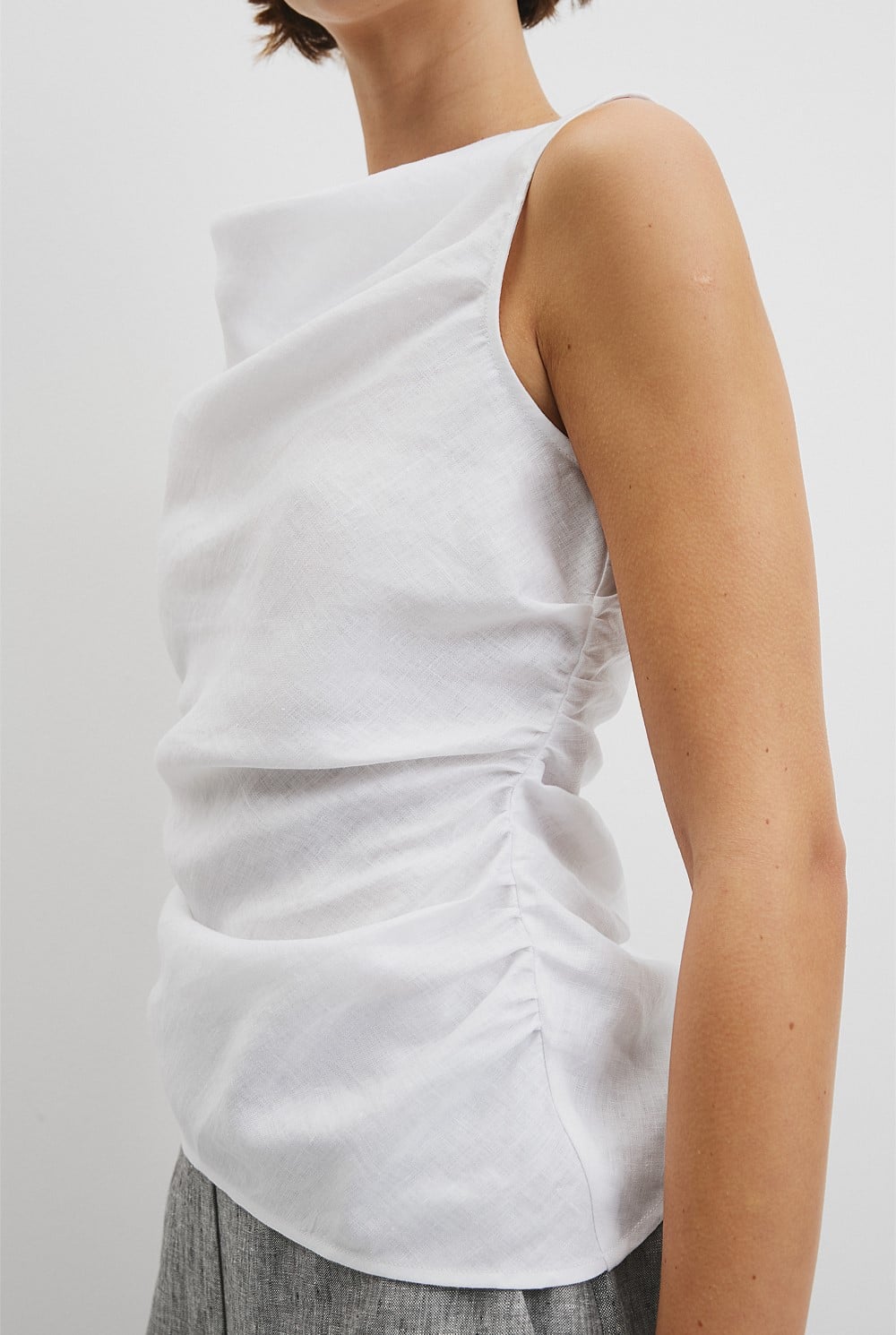Ruched Linen Tank