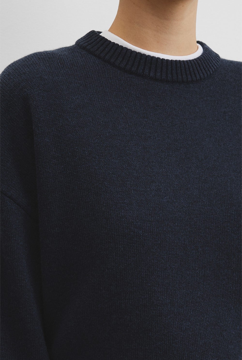 Organically Grown Cotton Blend Crop Crew Neck Knit
