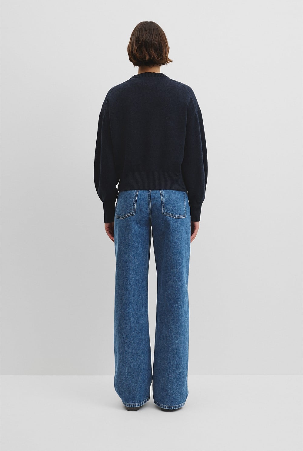 Organically Grown Cotton Blend Crop Crew Neck Knit