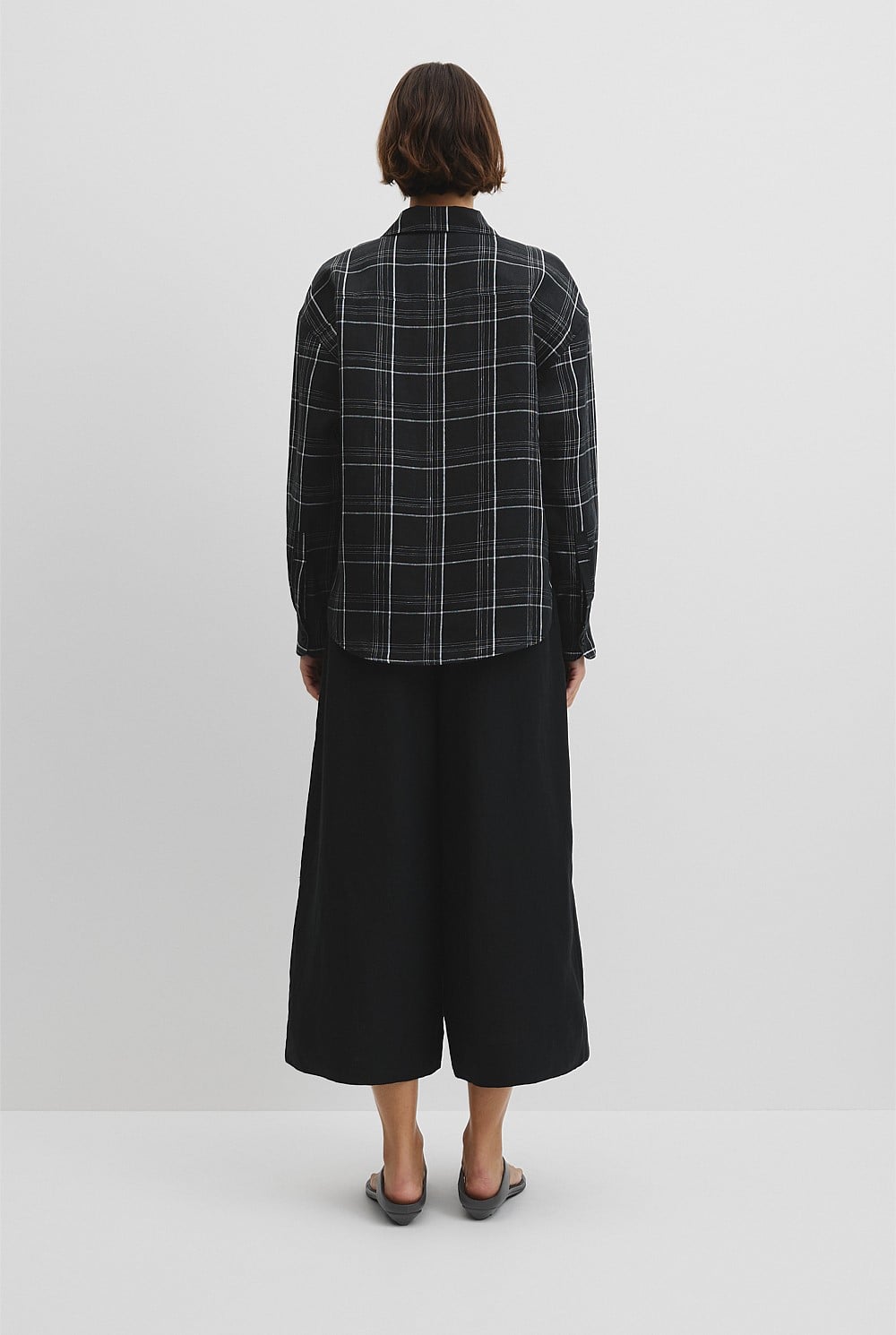 Organically Grown Linen Relaxed Fit Long Sleeve Check Shirt