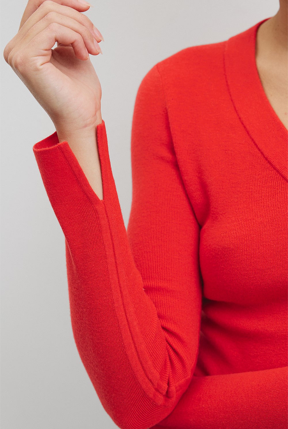 Wool Silk V-Neck Neck