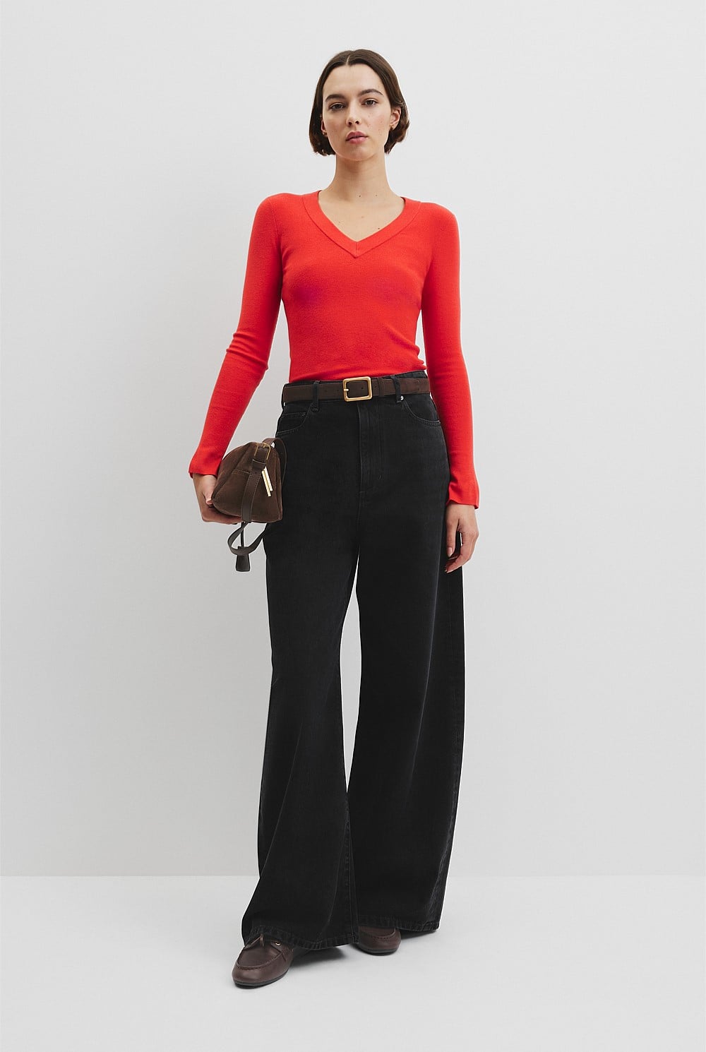 Wool Silk V-Neck Neck