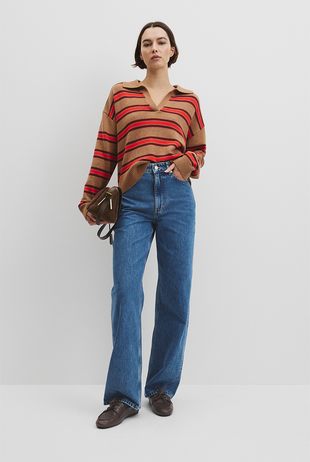 Australian Cotton Blend Stripe Knit Polo