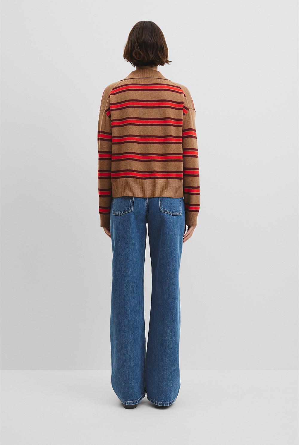 Australian Cotton Blend Stripe Knit Polo