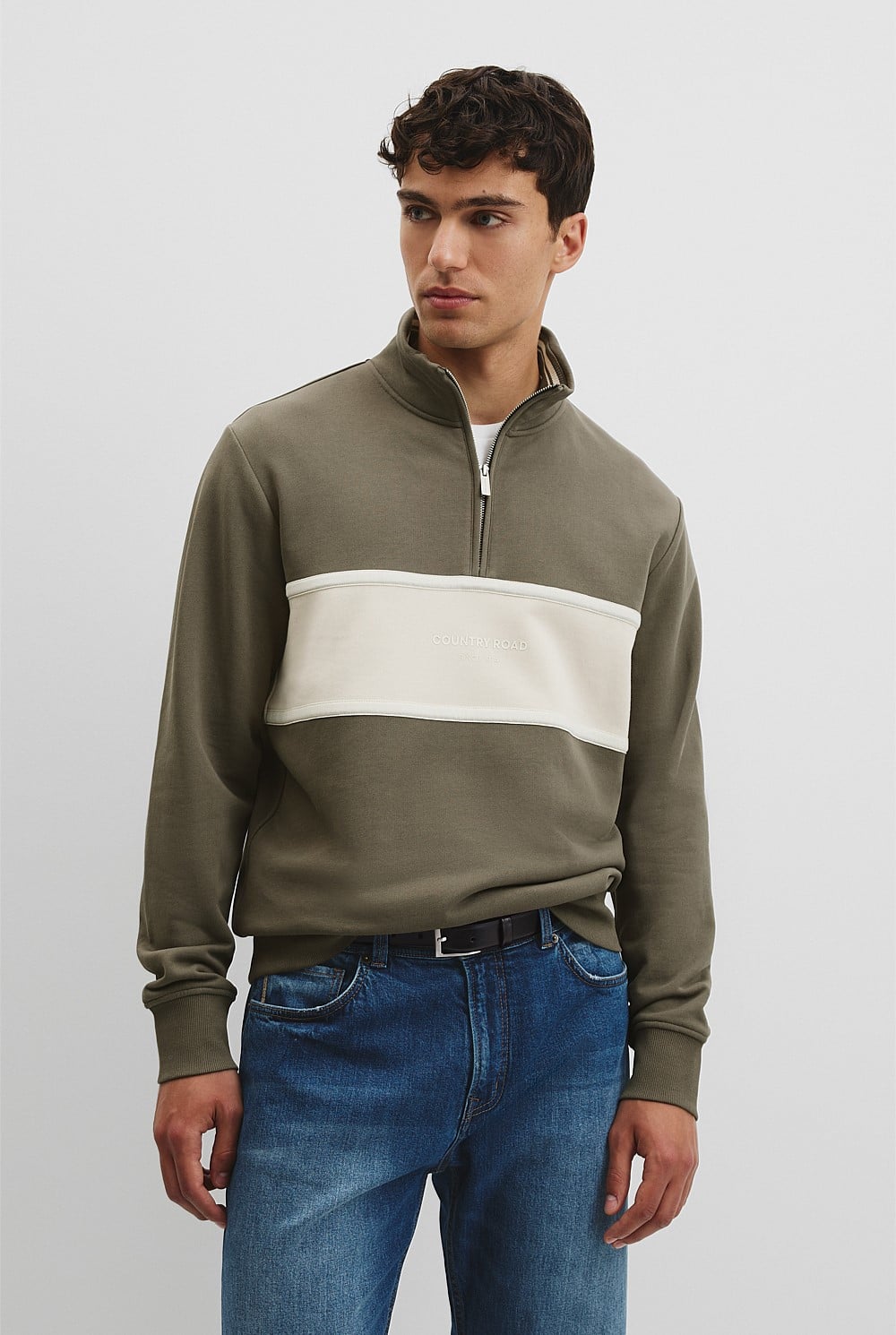 Australian Cotton Modern Logo Quarter Zip Sweat