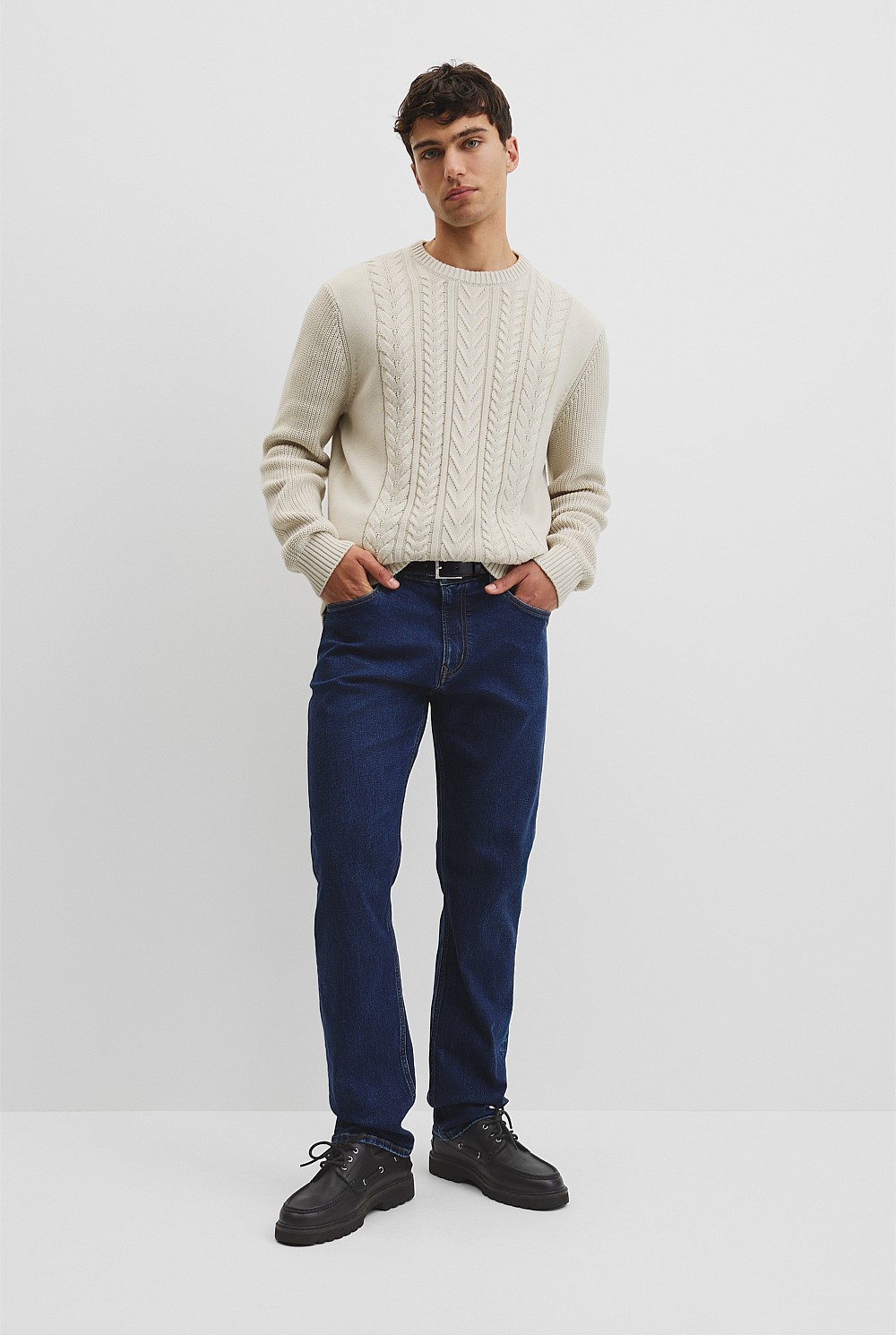 Australian Good Earth Cotton Cable Crew Neck Knit