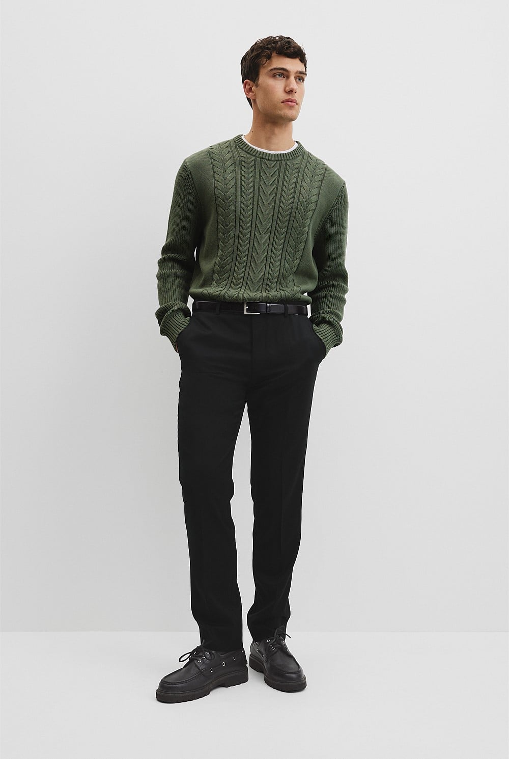 Australian Good Earth Cotton Cable Crew Neck Knit