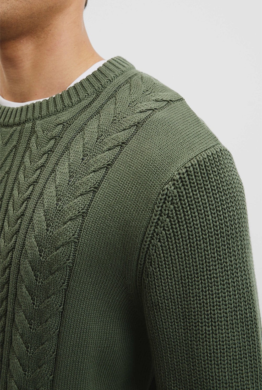 Australian Good Earth Cotton Cable Crew Neck Knit