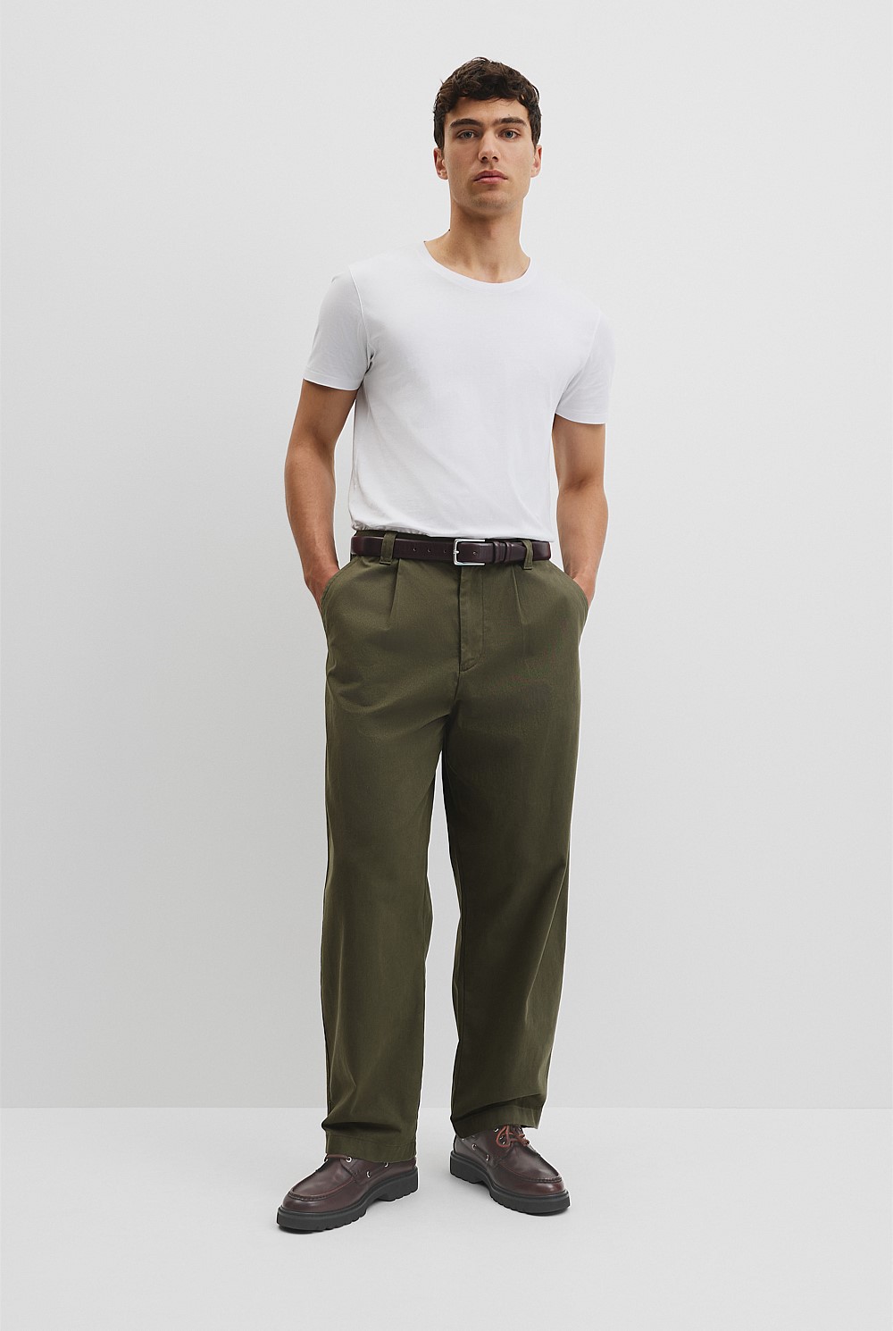Pleated Wide Leg Chino