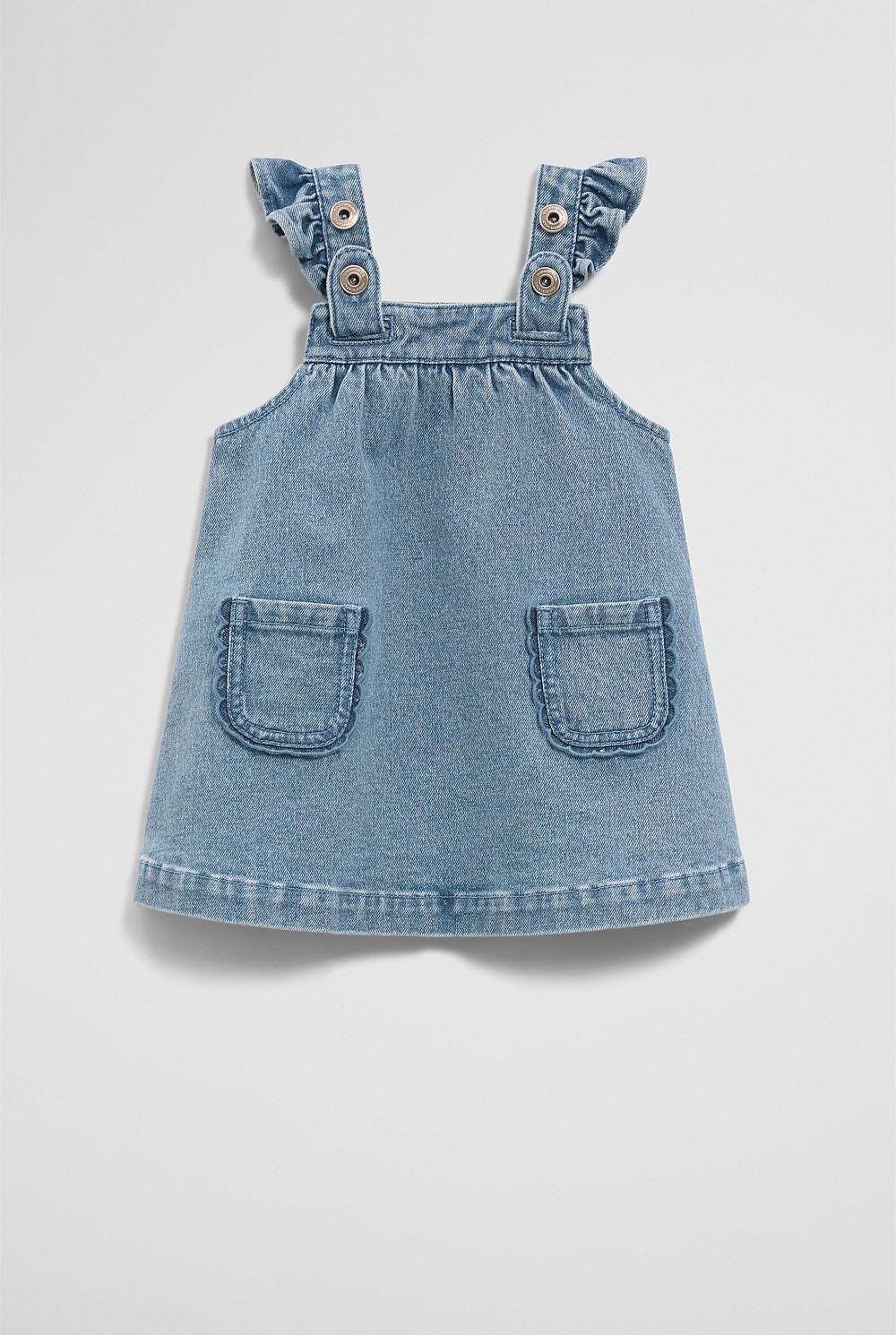 Scallop Denim  Pinafore