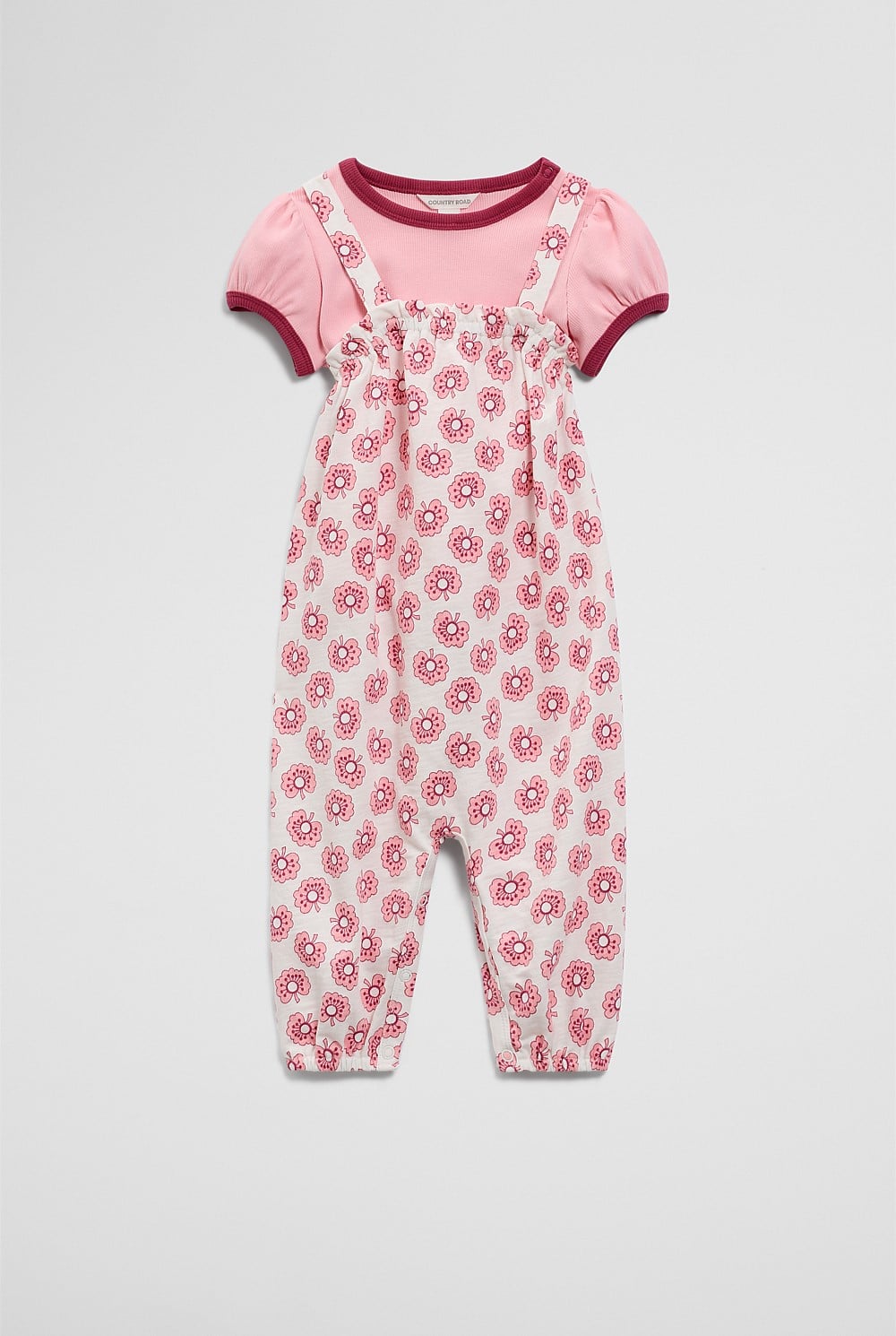 Short Sleeve Printed Overall Set