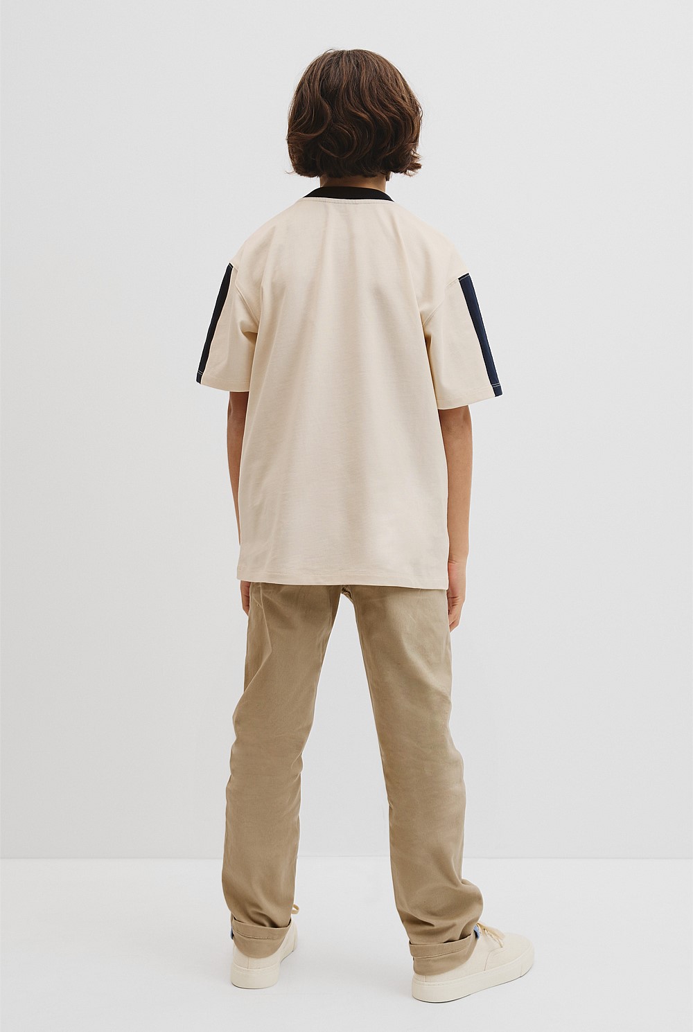 Teen Australian Cotton Relaxed Stripe Detail T-Shirt