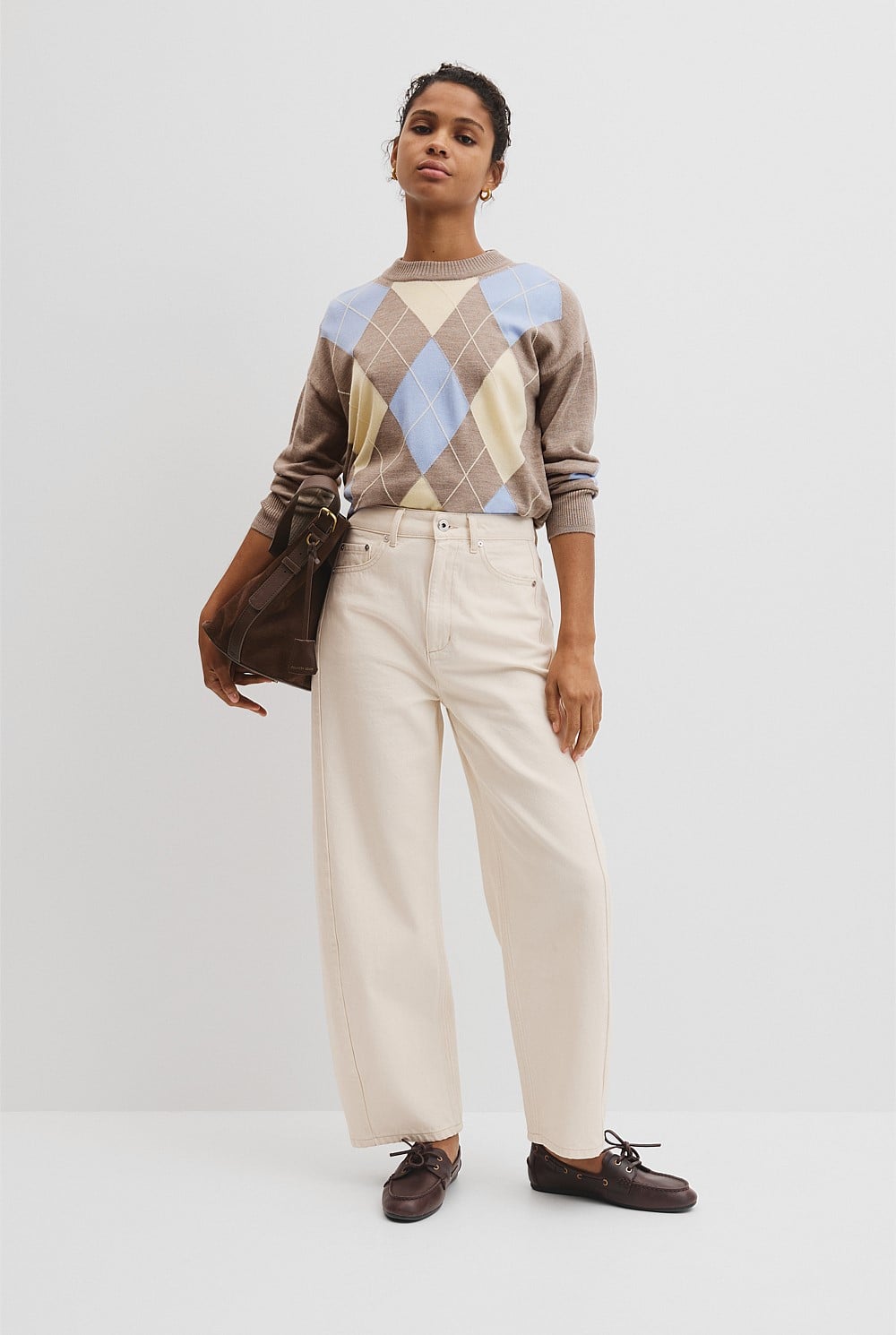 Merino Long Sleeve Argyle Knit