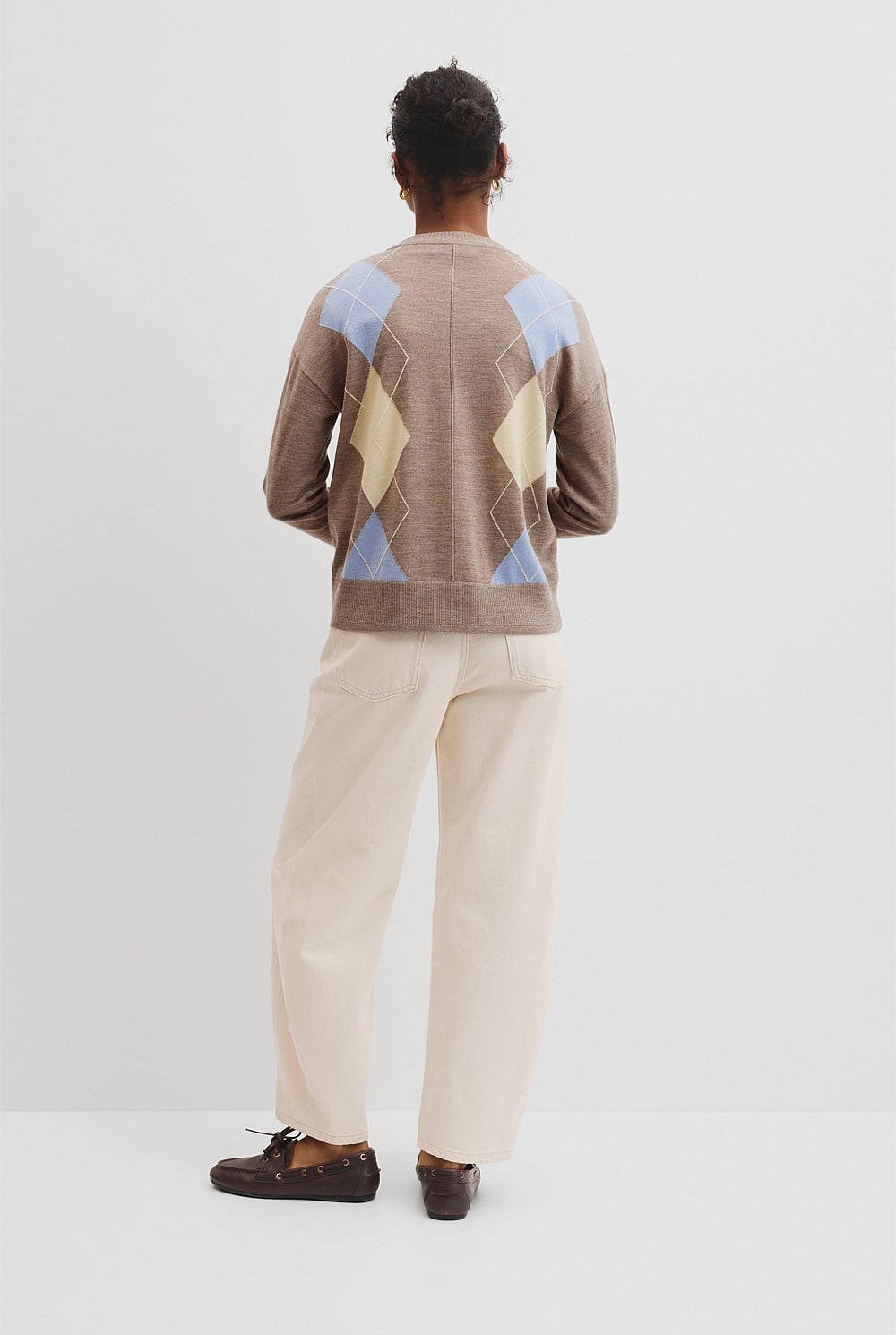 Merino Long Sleeve Argyle Knit