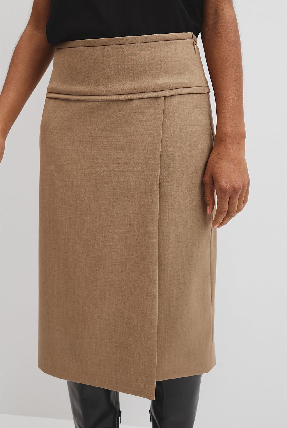 Wool Blend Wrap Skirt
