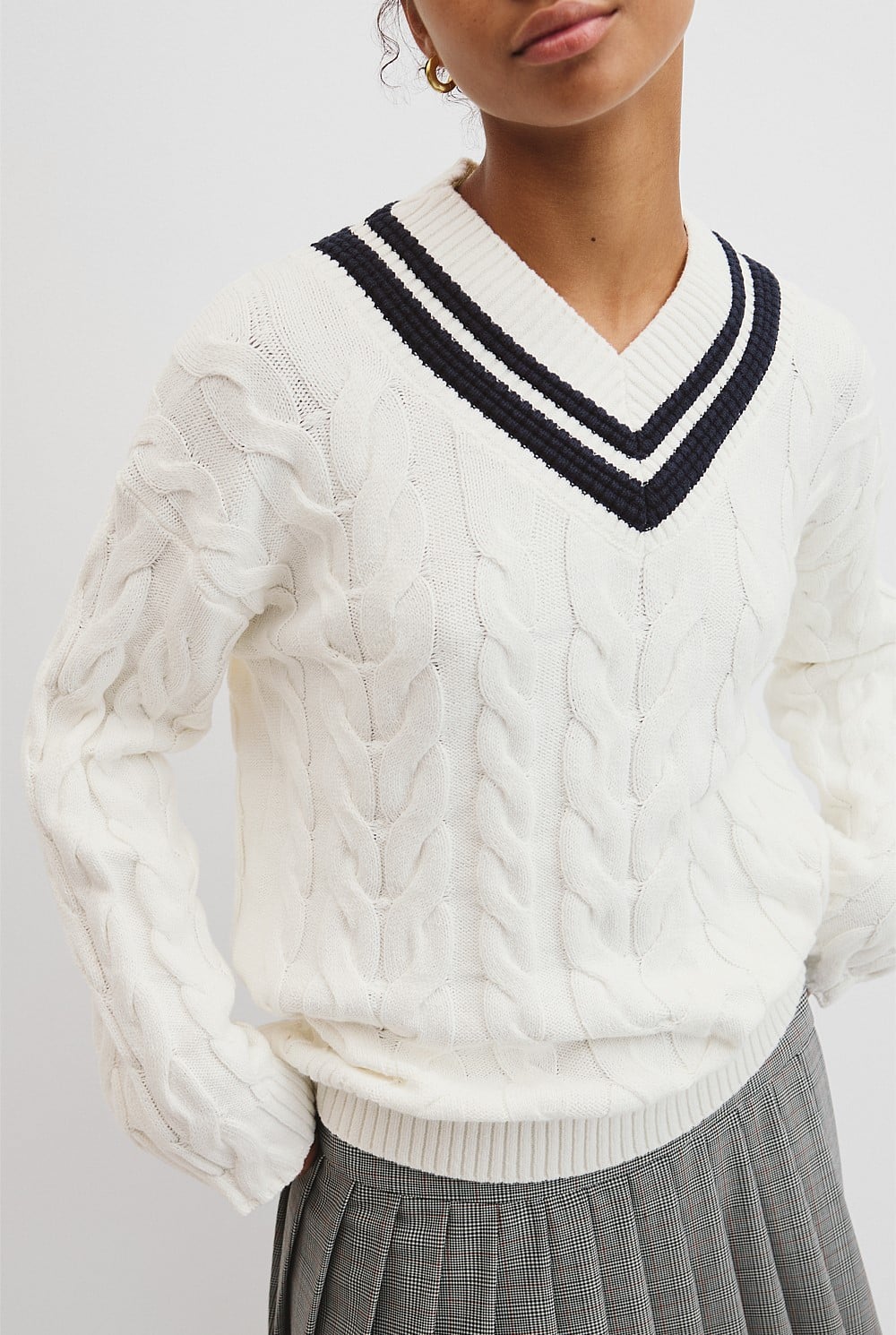 V-Neck Cable Knit
