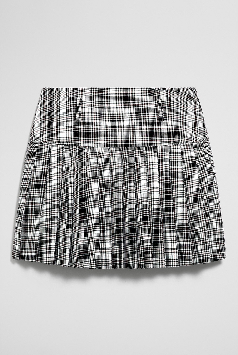 Wool Blend Check Mini Pleat Skirt