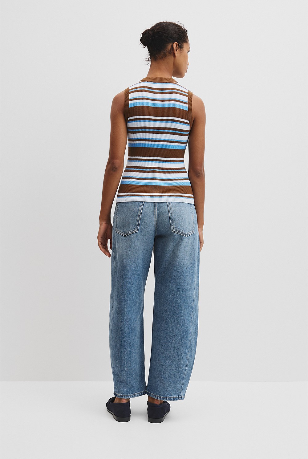 Australian Merino Crew Neck Stripe Knit Tank