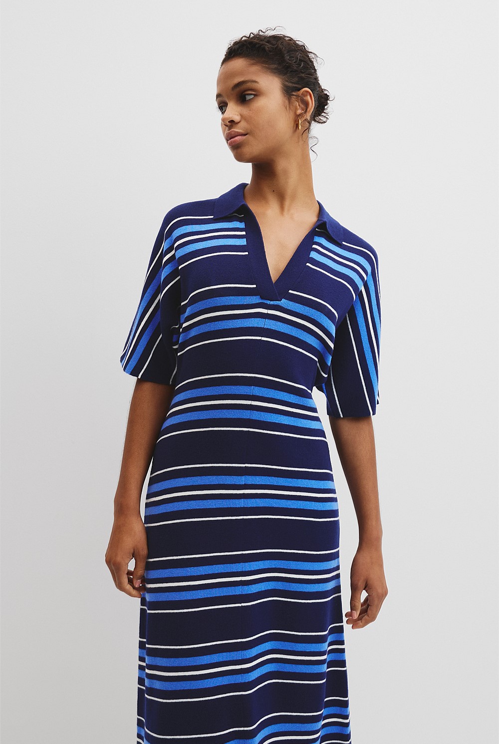 Australian Merino Stripe Polo Knit Dress