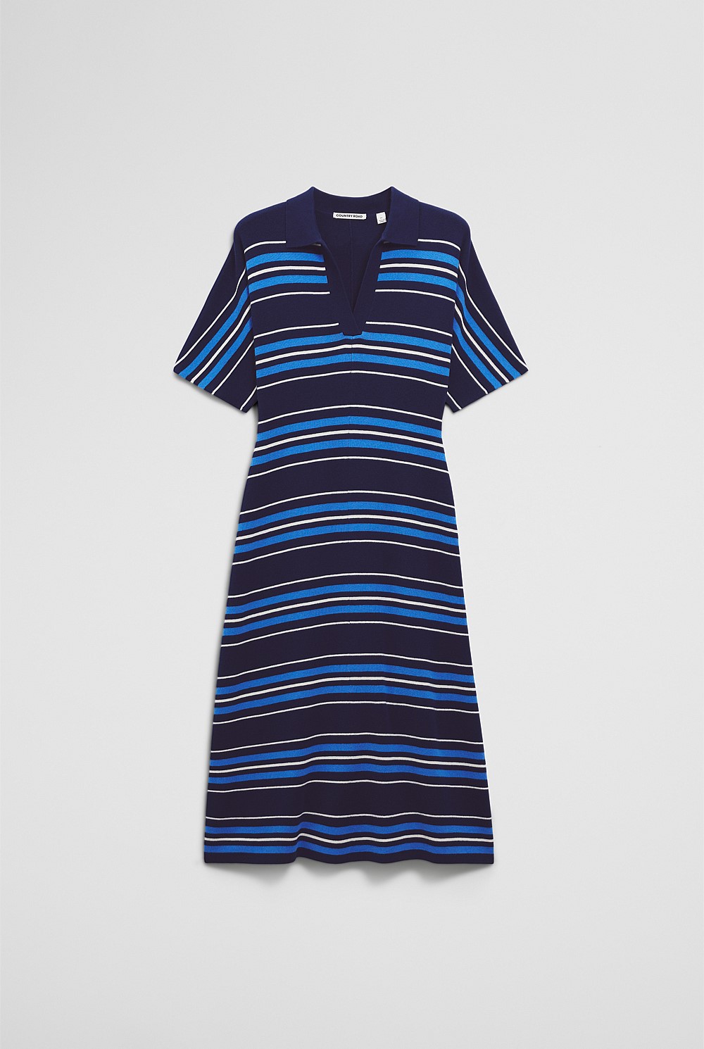 Australian Merino Stripe Polo Knit Dress