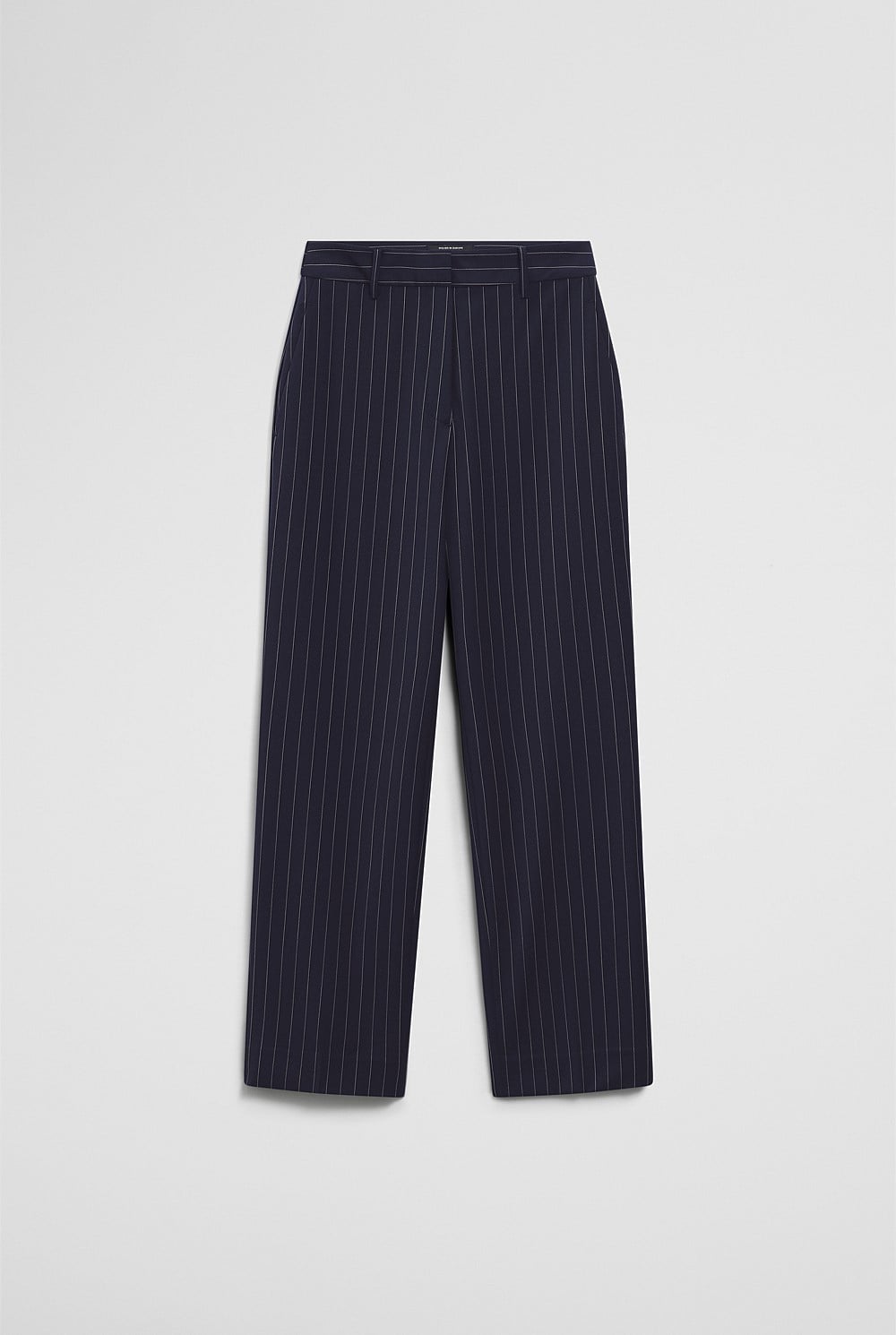 Wool Blend Tailored Straight Pinstripe Pant