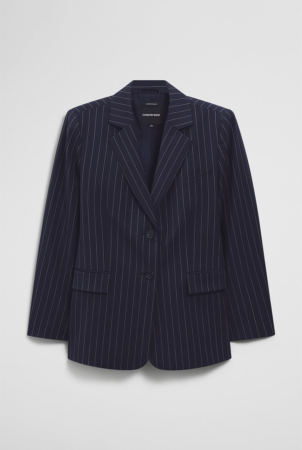 Wool Blend Classic Pinstripe Blazer