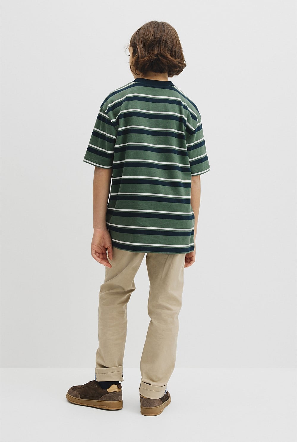 Teen Australian Cotton Relaxed Stripe Short Sleeve T-Shirt