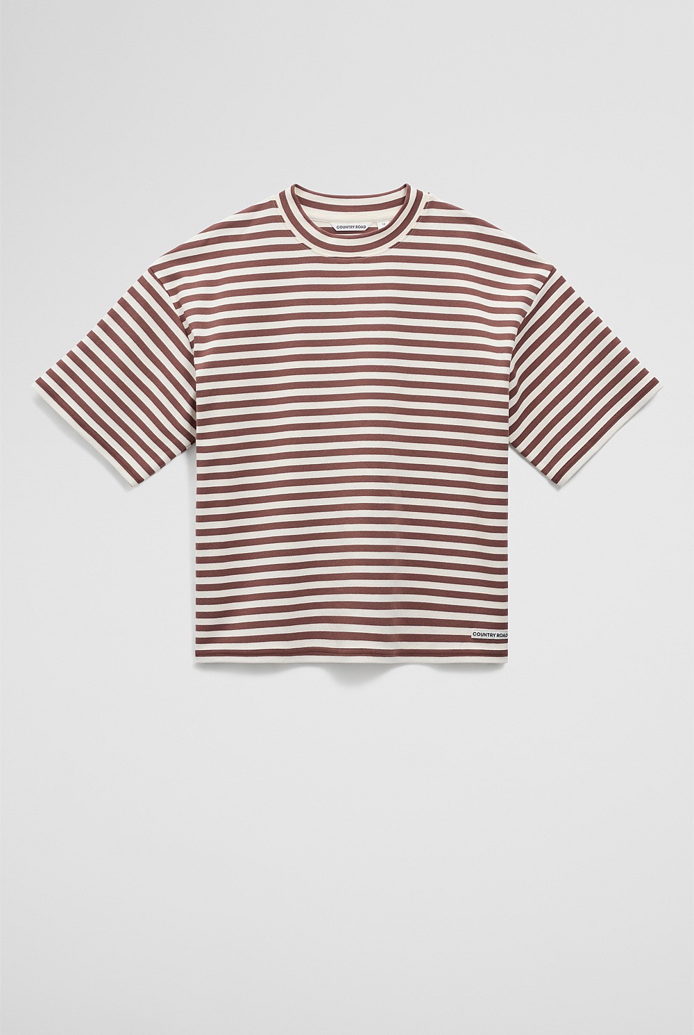 Teen Australian Cotton Blend Short Sleeve Oversized Stripe T-Shirt