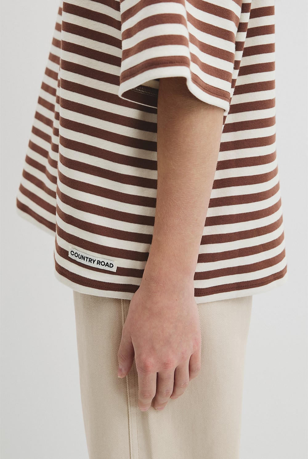 Teen Australian Cotton Blend Short Sleeve Oversized Stripe T-Shirt