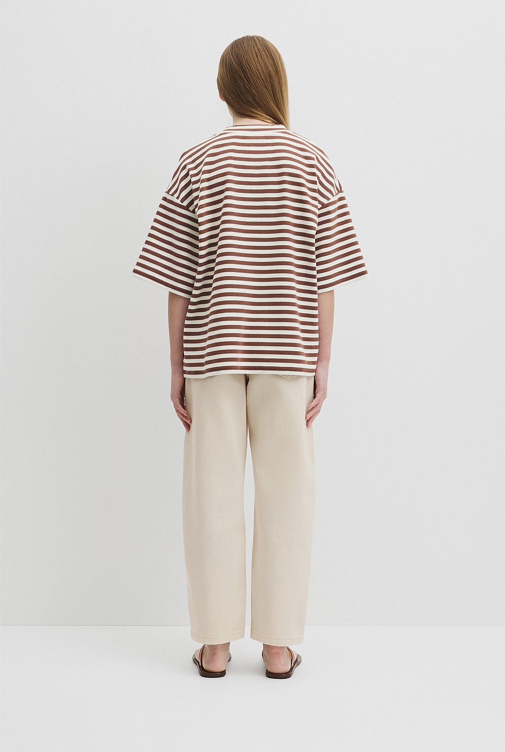 Teen Australian Cotton Blend Short Sleeve Oversized Stripe T-Shirt
