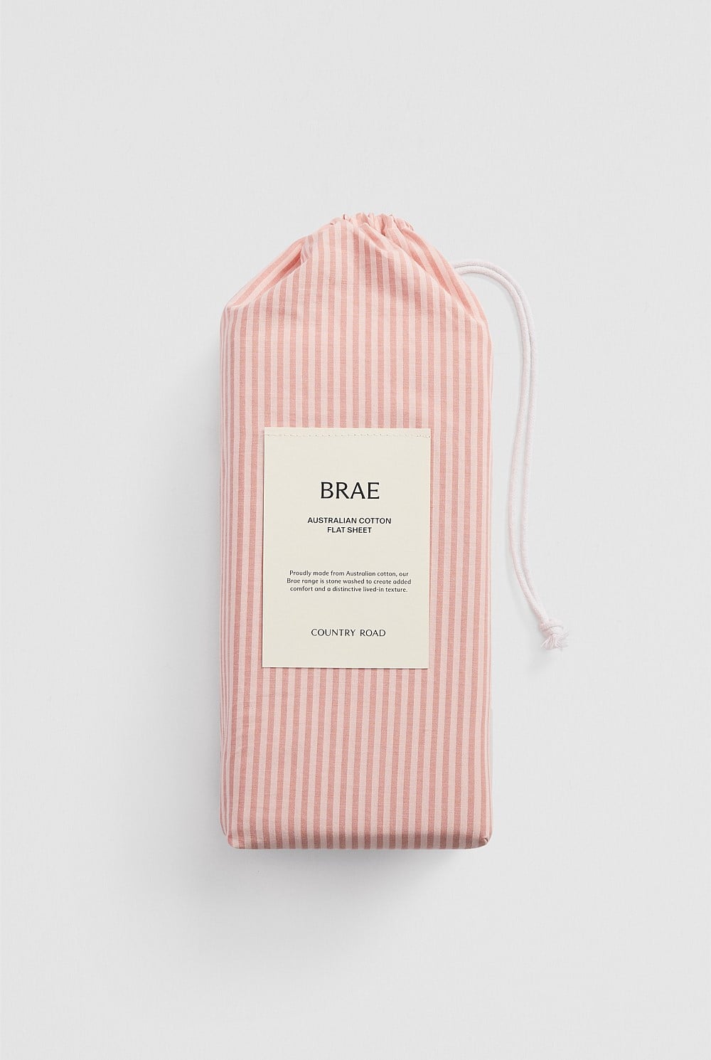 Brae Australian Cotton Stripe Queen Flat Sheet