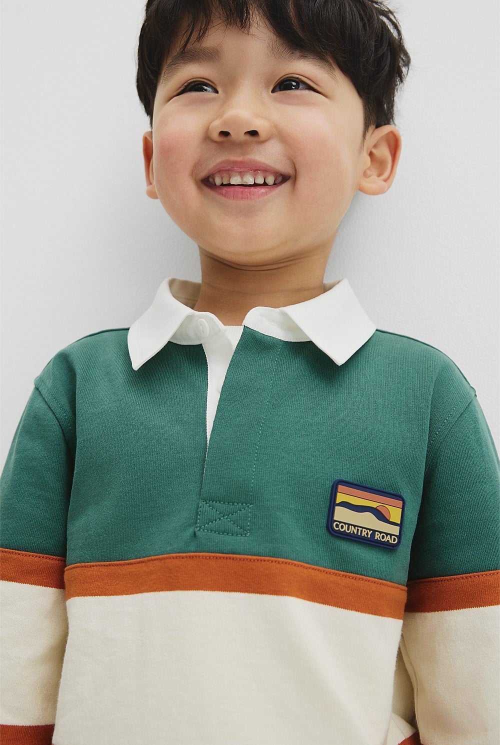 Organically Grown Cotton Panel Stripe Rugby