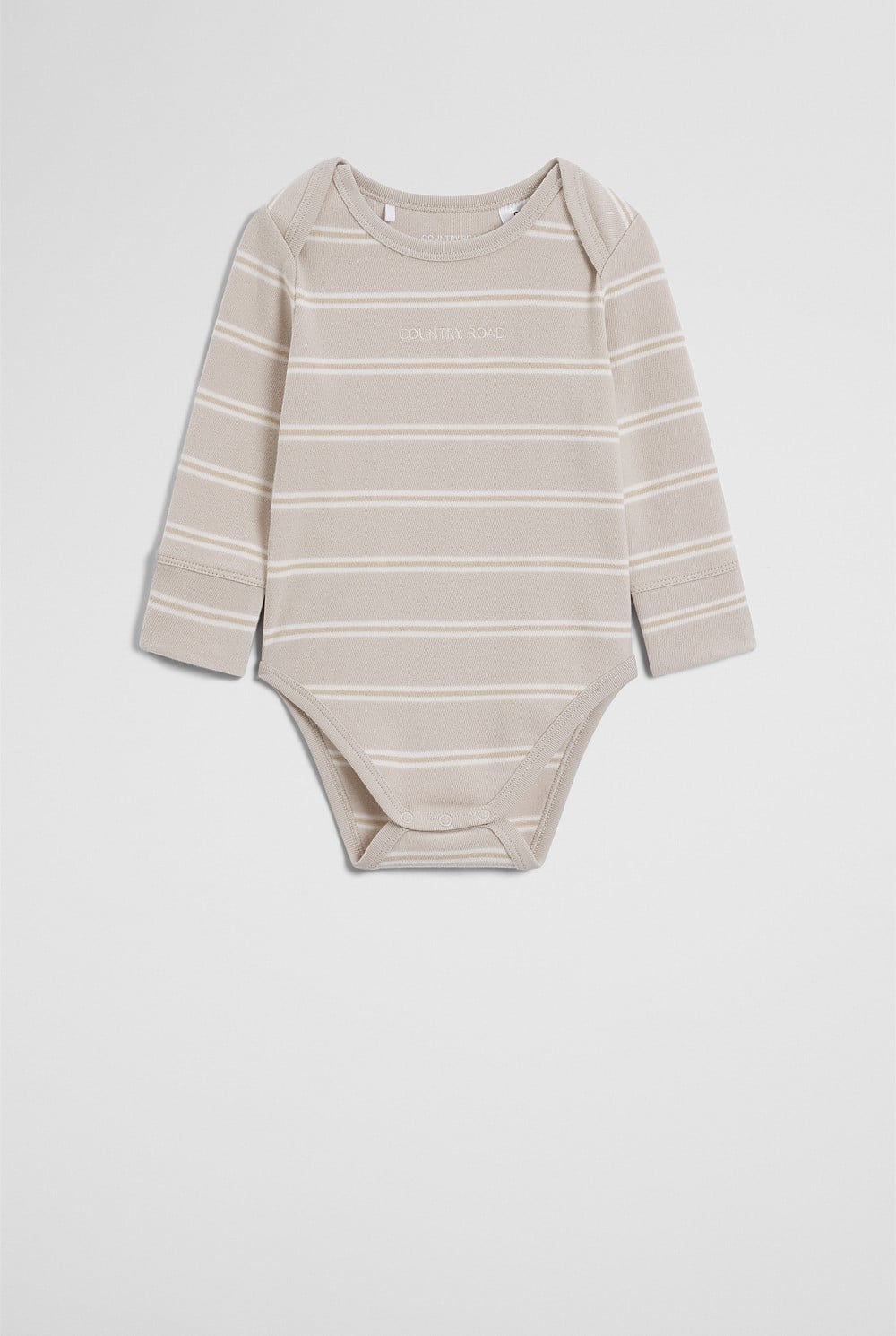 Organically Grown Cotton Stripe Logo Long Sleeve Bodysuit