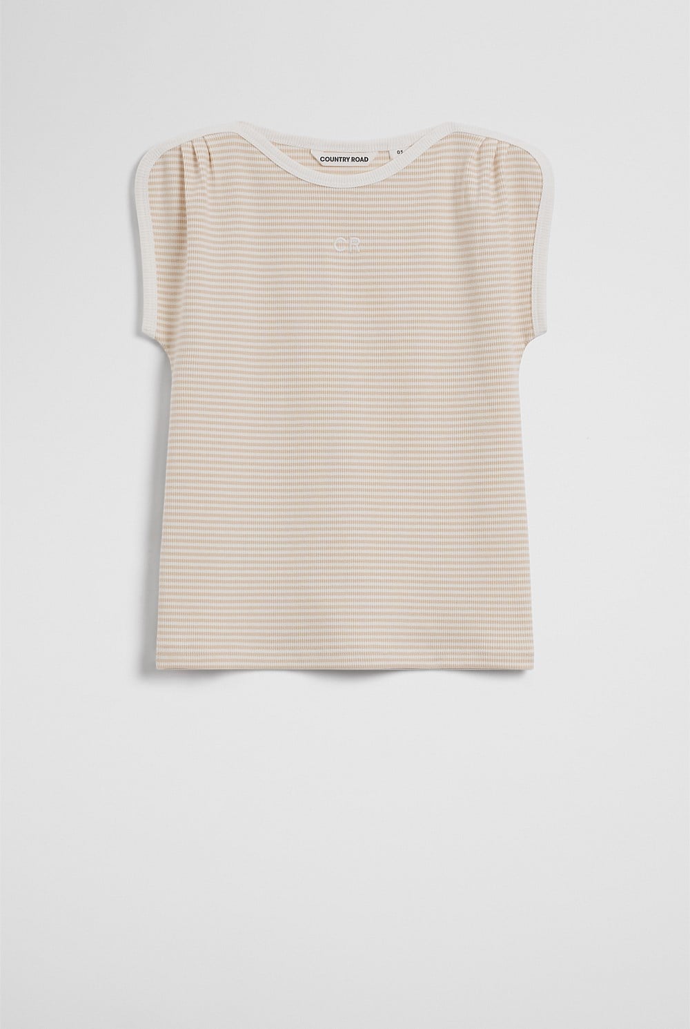 Australian Cotton Blend Short Sleeve Stripe Rib T-Shirt