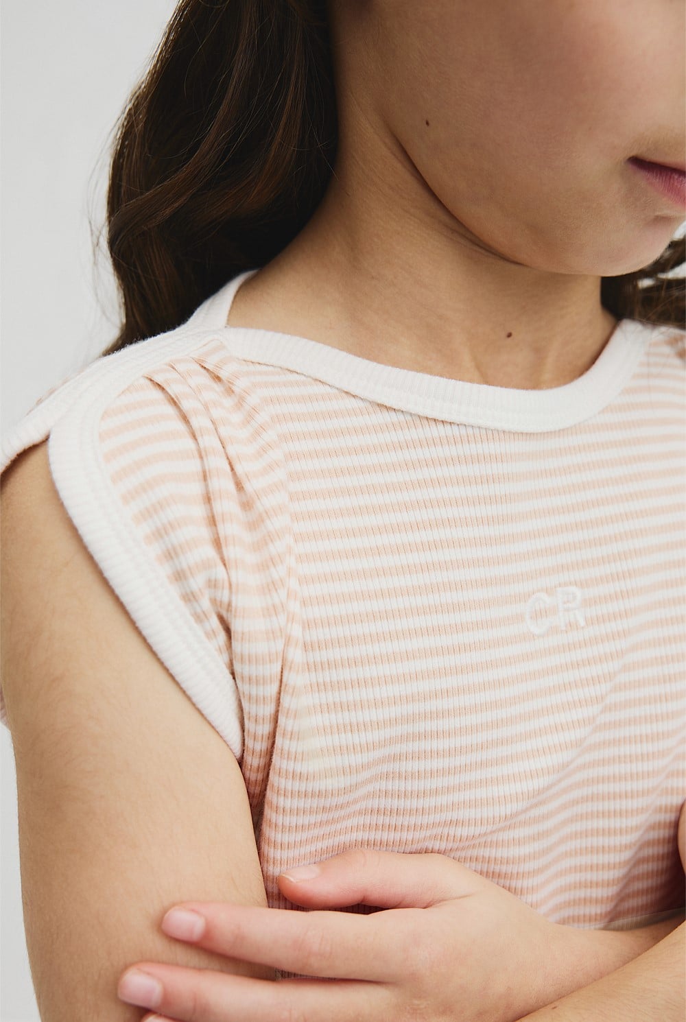 Australian Cotton Blend Short Sleeve Stripe Rib T-Shirt