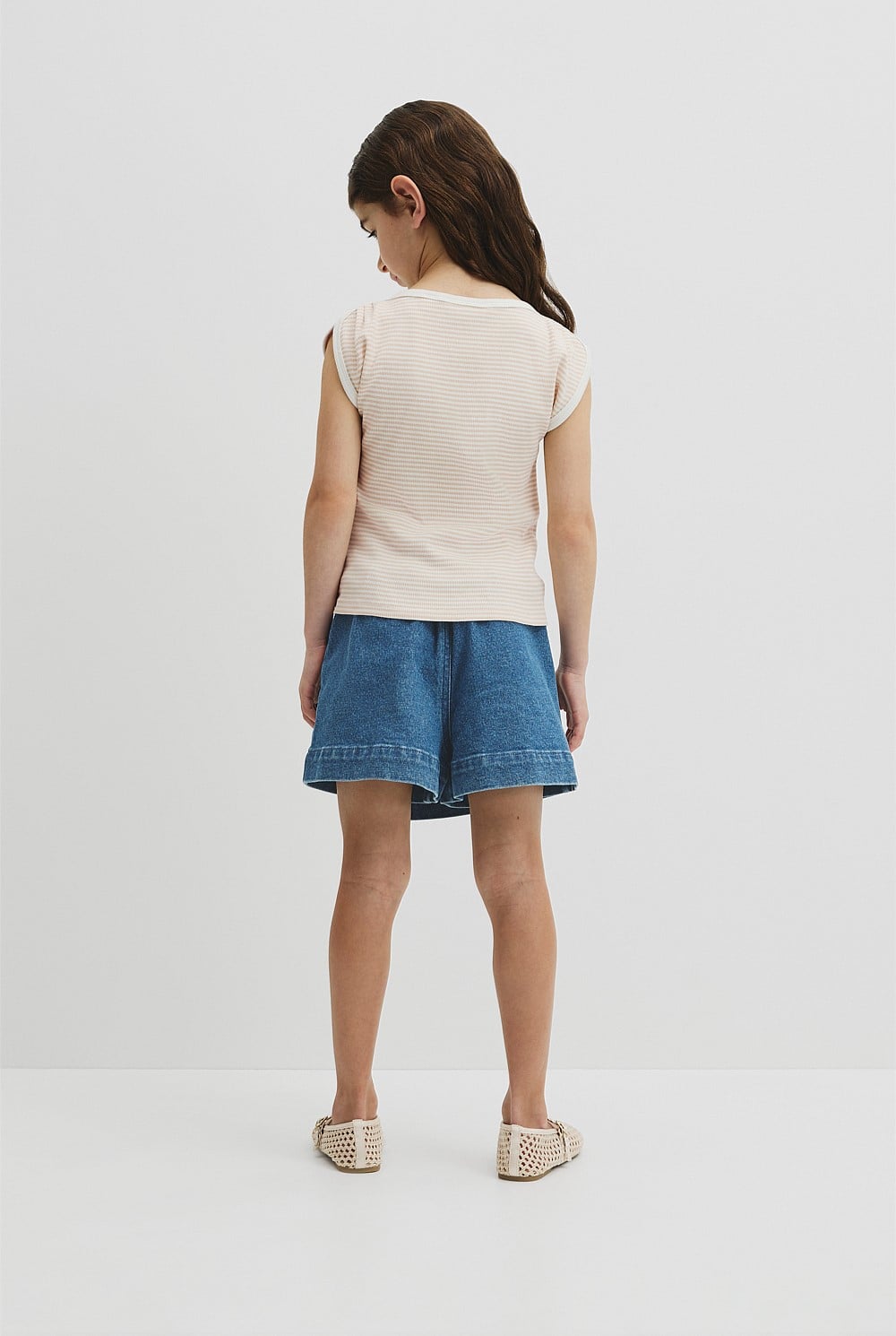 Australian Cotton Blend Short Sleeve Stripe Rib T-Shirt